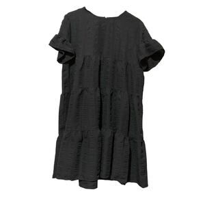 SHEIN Womens' Size L Black Smock Dress Flounce Sleeve Cottagecore Peasant